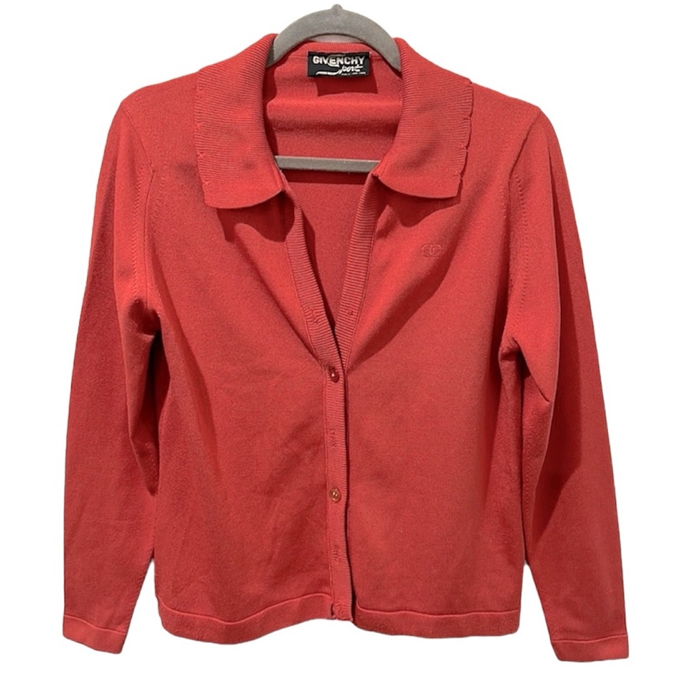 GIVENCHY SPORT Vintage Collared Knit Cardigan Embroidered Logo Monogram